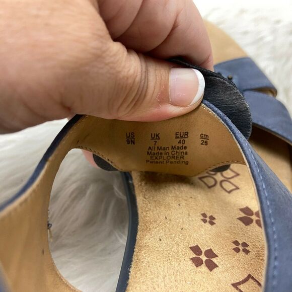 Naturalizer 9 N Womens Blue Leather Explorer Floral Detail Wedged Sandals - Picture 9 of 11